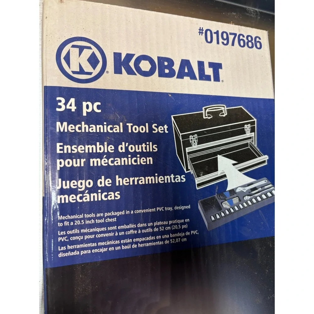NIB Kobalt 34 PC Mechanical Tool Set Socket Wrench Allen Set